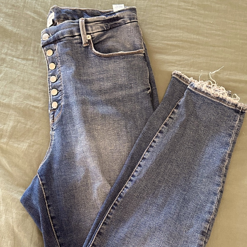 Good American button fly skinny jeans